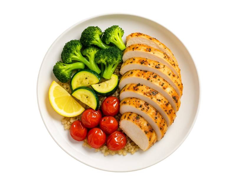 GLP-1 Friendly Dinner: Lemon Herb Chicken & Roasted Veggie Bowl